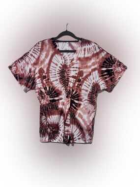 mts Mauve black and White Tie-Dye Top NWOT